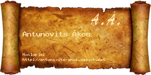 Antunovits Ákos névjegykártya