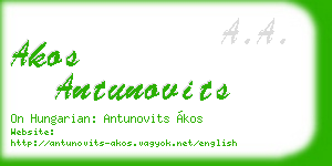 akos antunovits business card